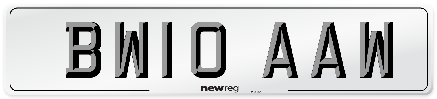 BW10 AAW Number Plate from New Reg